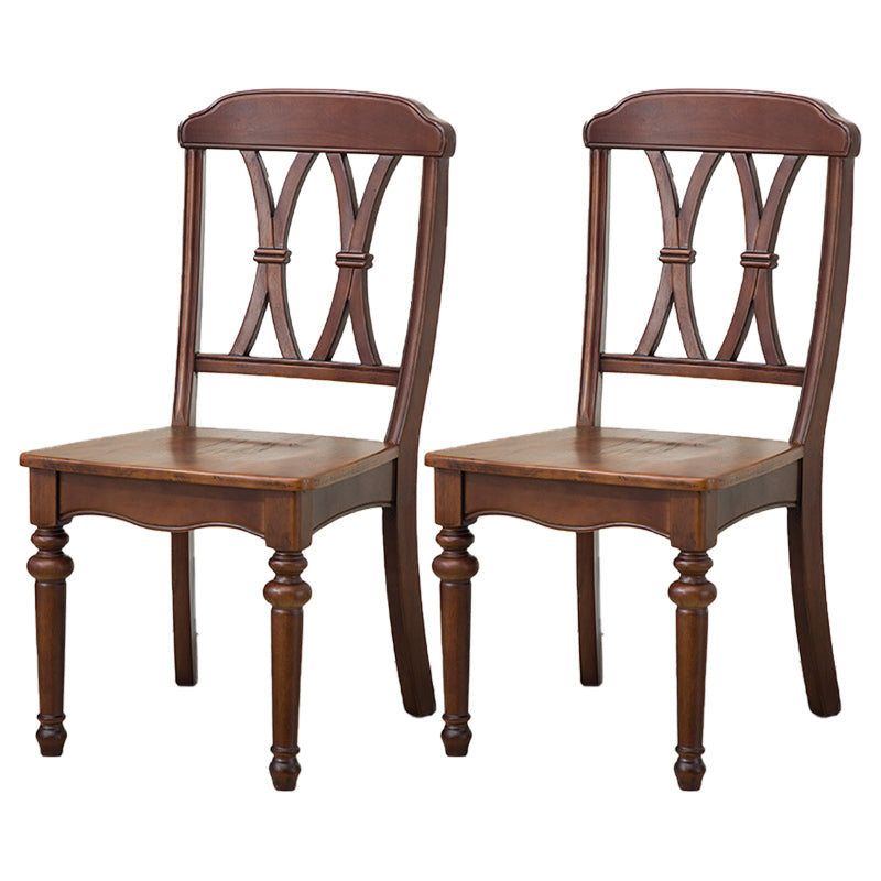 Glam Wood Dining Chair Cross Back Folding Chair for Dining Room in Brown Walnut 2 Piece Set Clearhalo 'Dining Chairs' 'Dining Tables & Seating' 'dining_chair' 'furn' 'furn_dining_chair' 'Furniture' 'furniture_dining_chair' 'Kitchen & Dining Furniture' 4832123