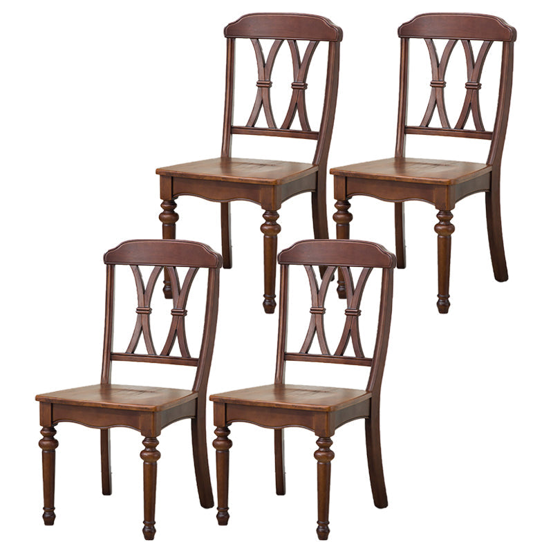 Glam Wood Dining Chair Cross Back Folding Chair for Dining Room in Brown Walnut 4 Piece Set Clearhalo 'Dining Chairs' 'Dining Tables & Seating' 'dining_chair' 'furn' 'furn_dining_chair' 'Furniture' 'furniture_dining_chair' 'Kitchen & Dining Furniture' 4832125