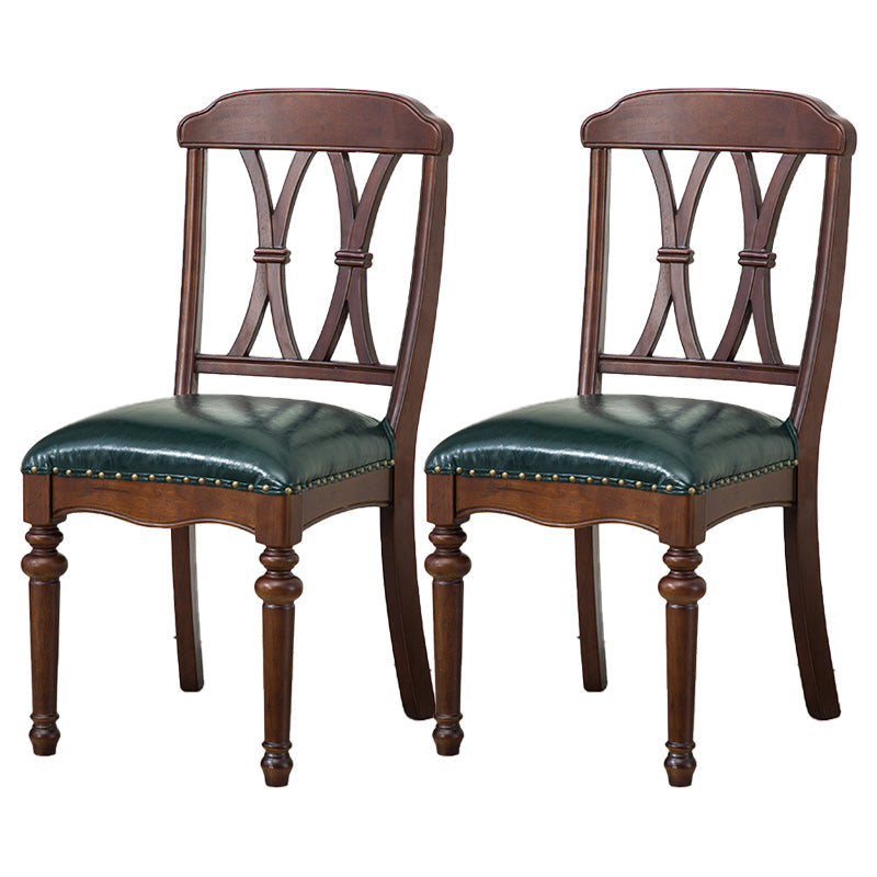 Glam Wood Dining Chair Cross Back Folding Chair for Dining Room in Brown Green 2 Piece Set Clearhalo 'Dining Chairs' 'Dining Tables & Seating' 'dining_chair' 'furn' 'furn_dining_chair' 'Furniture' 'furniture_dining_chair' 'Kitchen & Dining Furniture' 4832128