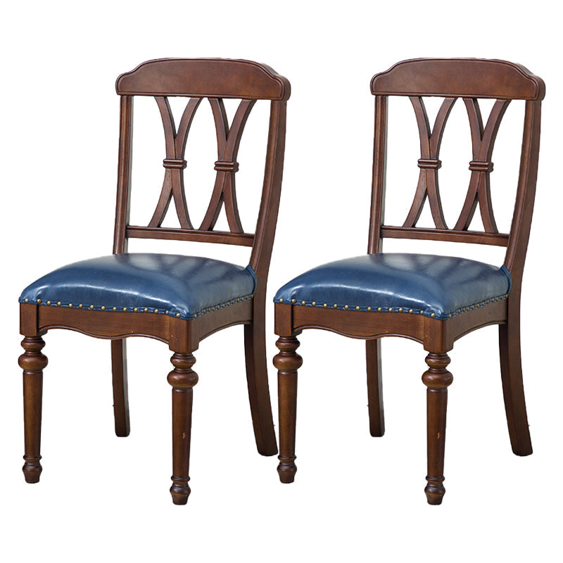 Glam Wood Dining Chair Cross Back Folding Chair for Dining Room in Brown Blue 2 Piece Set Clearhalo 'Dining Chairs' 'Dining Tables & Seating' 'dining_chair' 'furn' 'furn_dining_chair' 'Furniture' 'furniture_dining_chair' 'Kitchen & Dining Furniture' 4832134