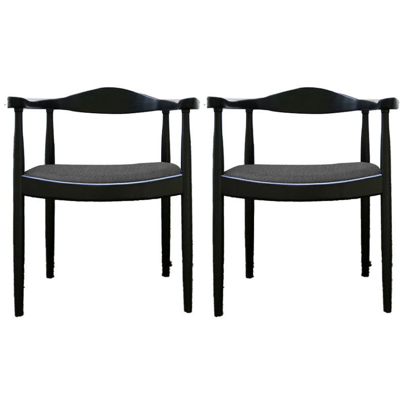 Modern Wood Arm Chair Open Back Dining Side Chair for Dining Room 22.8"x19.6"x30" Black Linen 2 Piece Set Clearhalo 'Dining Chairs' 'Dining Tables & Seating' 'dining_chair' 'furn' 'furn_dining_chair' 'Furniture' 'furniture_dining_chair' 'Kitchen & Dining Furniture' 4832176