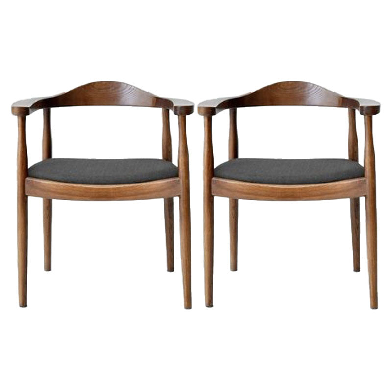 Modern Wood Arm Chair Open Back Dining Side Chair for Dining Room 22.8"x19.6"x30" Walnut Linen 2 Piece Set Clearhalo 'Dining Chairs' 'Dining Tables & Seating' 'dining_chair' 'furn' 'furn_dining_chair' 'Furniture' 'furniture_dining_chair' 'Kitchen & Dining Furniture' 4832180