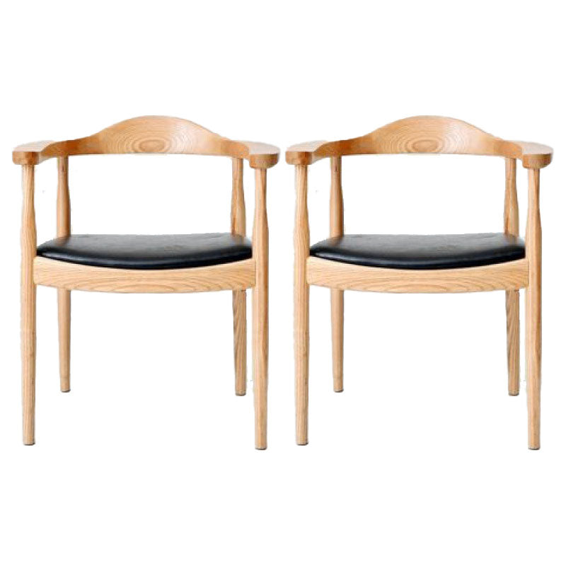 Modern Wood Arm Chair Open Back Dining Side Chair for Dining Room 22.8"x19.6"x30" Wood Faux Leather 2 Piece Set Clearhalo 'Dining Chairs' 'Dining Tables & Seating' 'dining_chair' 'furn' 'furn_dining_chair' 'Furniture' 'furniture_dining_chair' 'Kitchen & Dining Furniture' 4832182