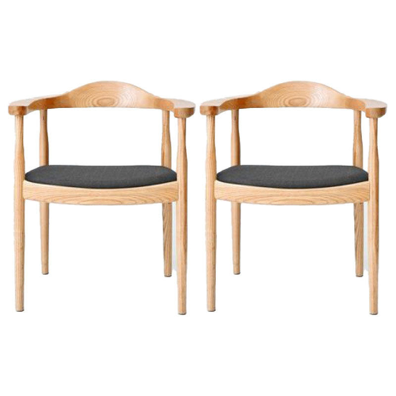 Modern Wood Arm Chair Open Back Dining Side Chair for Dining Room 22.8"x19.6"x30" Wood Linen 2 Piece Set Clearhalo 'Dining Chairs' 'Dining Tables & Seating' 'dining_chair' 'furn' 'furn_dining_chair' 'Furniture' 'furniture_dining_chair' 'Kitchen & Dining Furniture' 4832185