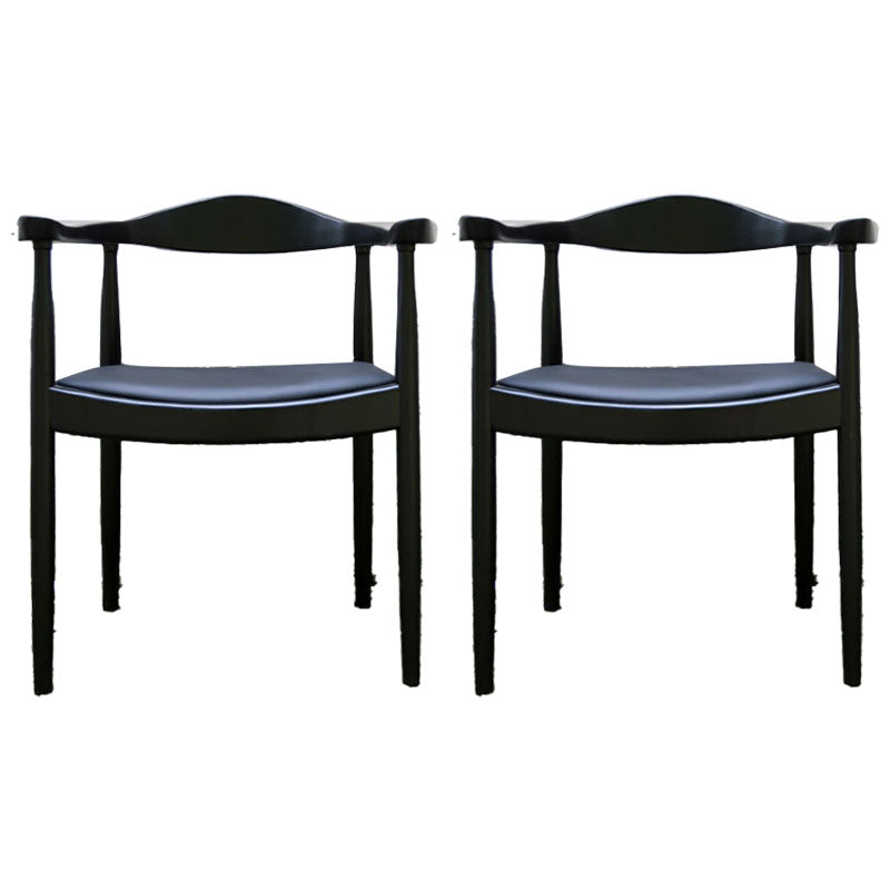 Modern Wood Arm Chair Open Back Dining Side Chair for Dining Room 22.8"x19.6"x30" Black Faux Leather 2 Piece Set Clearhalo 'Dining Chairs' 'Dining Tables & Seating' 'dining_chair' 'furn' 'furn_dining_chair' 'Furniture' 'furniture_dining_chair' 'Kitchen & Dining Furniture' 4832189