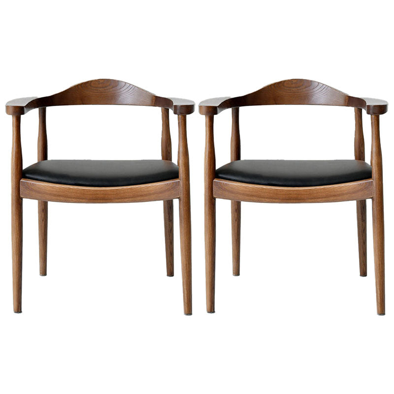 Modern Wood Arm Chair Open Back Dining Side Chair for Dining Room 22.8"x19.6"x30" Walnut Faux Leather 2 Piece Set Clearhalo 'Dining Chairs' 'Dining Tables & Seating' 'dining_chair' 'furn' 'furn_dining_chair' 'Furniture' 'furniture_dining_chair' 'Kitchen & Dining Furniture' 4832193