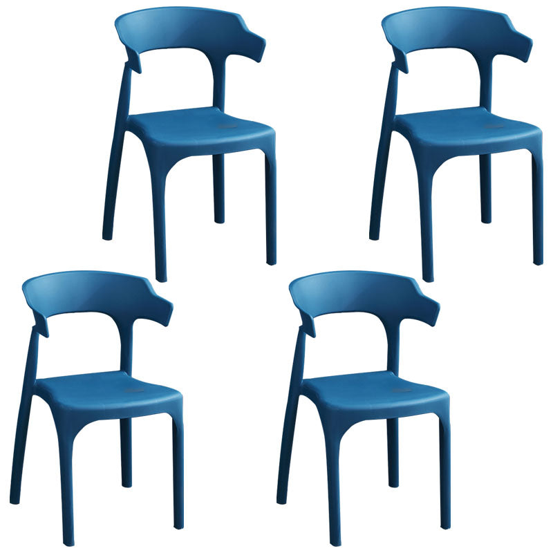 Contemporary Plastic Kitchen and Dining Room Chair Open Back Dining Side Chair Dark Blue 4 Piece Set Clearhalo 'Dining Chairs' 'Dining Tables & Seating' 'dining_chair' 'furn' 'furn_dining_chair' 'Furniture' 'furniture_dining_chair' 'Kitchen & Dining Furniture' 4832203