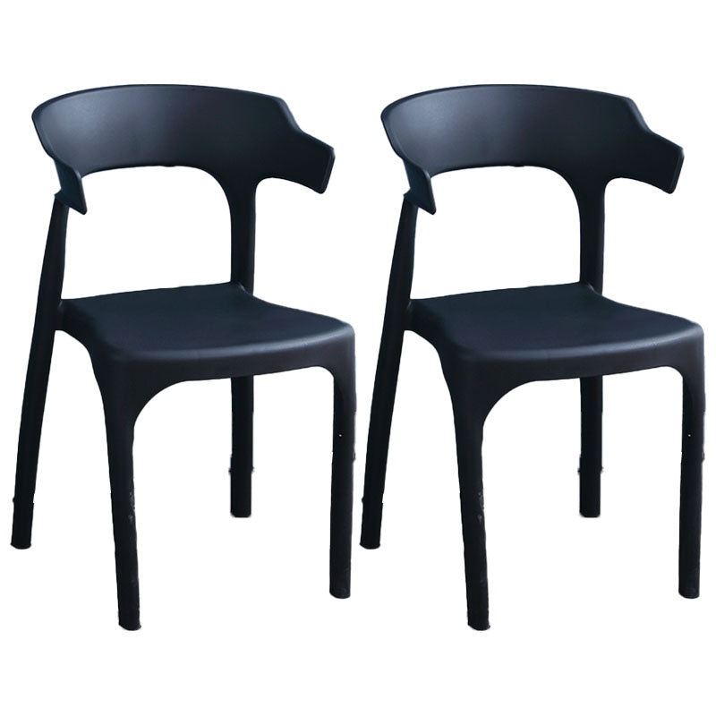 Contemporary Plastic Kitchen and Dining Room Chair Open Back Dining Side Chair Black 2 Piece Set Clearhalo 'Dining Chairs' 'Dining Tables & Seating' 'dining_chair' 'furn' 'furn_dining_chair' 'Furniture' 'furniture_dining_chair' 'Kitchen & Dining Furniture' 4832207
