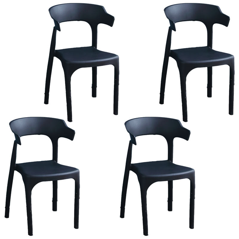 Contemporary Plastic Kitchen and Dining Room Chair Open Back Dining Side Chair Black 4 Piece Set Clearhalo 'Dining Chairs' 'Dining Tables & Seating' 'dining_chair' 'furn' 'furn_dining_chair' 'Furniture' 'furniture_dining_chair' 'Kitchen & Dining Furniture' 4832209