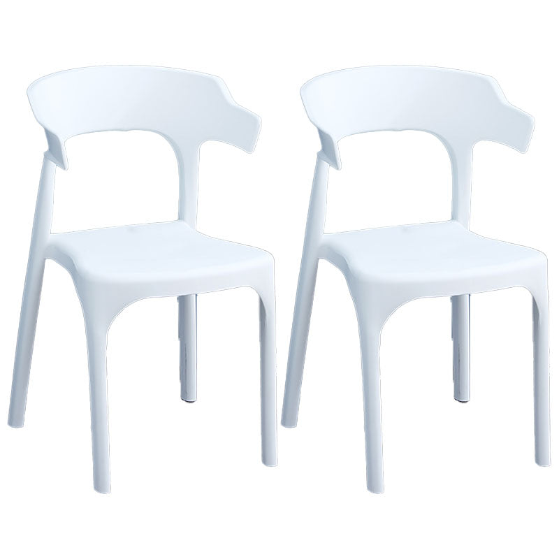Contemporary Plastic Kitchen and Dining Room Chair Open Back Dining Side Chair White 2 Piece Set Clearhalo 'Dining Chairs' 'Dining Tables & Seating' 'dining_chair' 'furn' 'furn_dining_chair' 'Furniture' 'furniture_dining_chair' 'Kitchen & Dining Furniture' 4832212