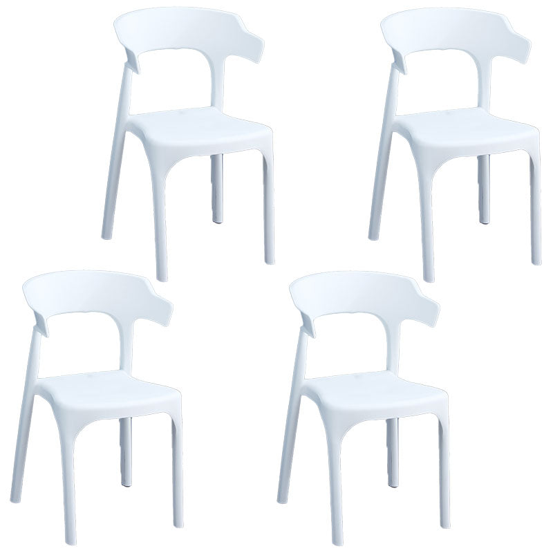 Contemporary Plastic Kitchen and Dining Room Chair Open Back Dining Side Chair White 4 Piece Set Clearhalo 'Dining Chairs' 'Dining Tables & Seating' 'dining_chair' 'furn' 'furn_dining_chair' 'Furniture' 'furniture_dining_chair' 'Kitchen & Dining Furniture' 4832214