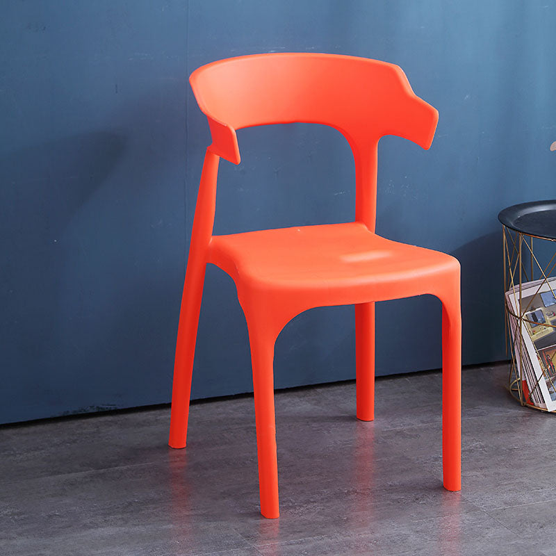 Contemporary Plastic Kitchen and Dining Room Chair Open Back Dining Side Chair Orange 1 Piece Clearhalo 'Dining Chairs' 'Dining Tables & Seating' 'dining_chair' 'furn' 'furn_dining_chair' 'Furniture' 'furniture_dining_chair' 'Kitchen & Dining Furniture' 4832217