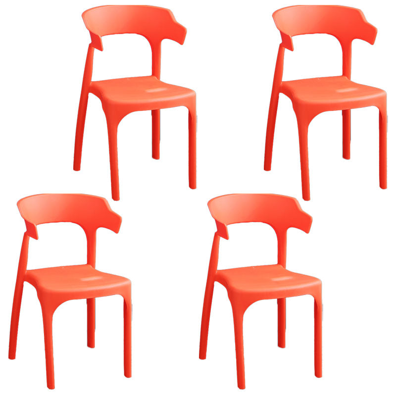 Contemporary Plastic Kitchen and Dining Room Chair Open Back Dining Side Chair Orange 4 Piece Set Clearhalo 'Dining Chairs' 'Dining Tables & Seating' 'dining_chair' 'furn' 'furn_dining_chair' 'Furniture' 'furniture_dining_chair' 'Kitchen & Dining Furniture' 4832221