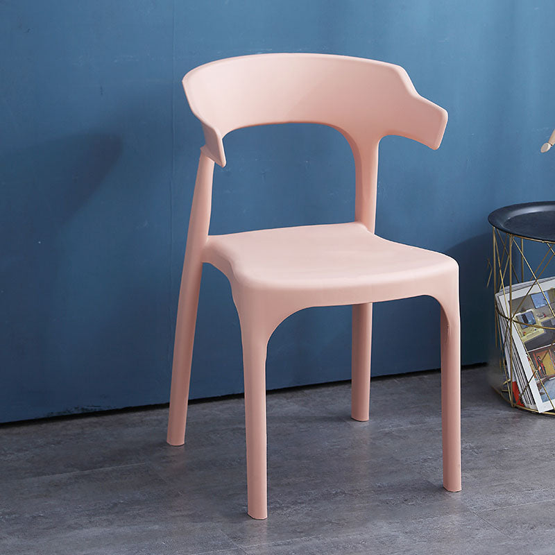 Contemporary Plastic Kitchen and Dining Room Chair Open Back Dining Side Chair Pink 1 Piece Clearhalo 'Dining Chairs' 'Dining Tables & Seating' 'dining_chair' 'furn' 'furn_dining_chair' 'Furniture' 'furniture_dining_chair' 'Kitchen & Dining Furniture' 4832223