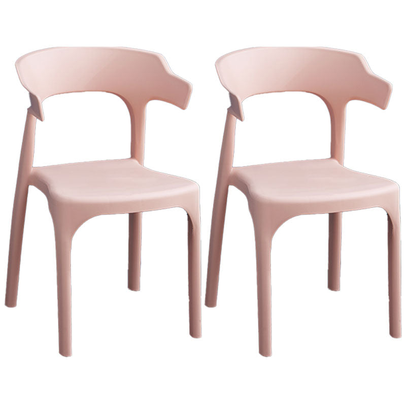 Contemporary Plastic Kitchen and Dining Room Chair Open Back Dining Side Chair Pink 2 Piece Set Clearhalo 'Dining Chairs' 'Dining Tables & Seating' 'dining_chair' 'furn' 'furn_dining_chair' 'Furniture' 'furniture_dining_chair' 'Kitchen & Dining Furniture' 4832224