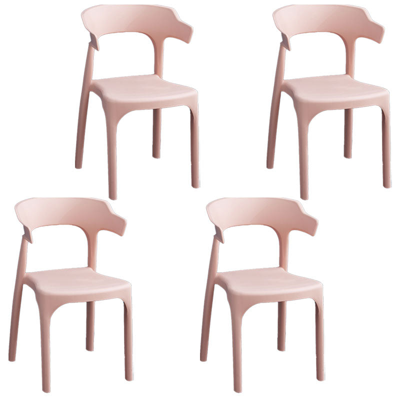 Contemporary Plastic Kitchen and Dining Room Chair Open Back Dining Side Chair Pink 4 Piece Set Clearhalo 'Dining Chairs' 'Dining Tables & Seating' 'dining_chair' 'furn' 'furn_dining_chair' 'Furniture' 'furniture_dining_chair' 'Kitchen & Dining Furniture' 4832225