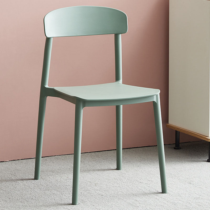 Modern Stackable Plastic Chair Open Back Dining Side Chair for Dining Room Green 1 Piece Clearhalo 'Dining Chairs' 'Dining Tables & Seating' 'dining_chair' 'furn' 'furn_dining_chair' 'Furniture' 'furniture_dining_chair' 'Kitchen & Dining Furniture' 4832250