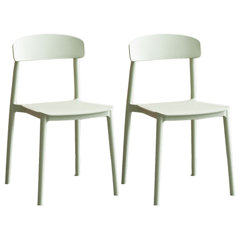 Modern Stackable Plastic Chair Open Back Dining Side Chair for Dining Room Light Green 2 Piece Set Clearhalo 'Dining Chairs' 'Dining Tables & Seating' 'dining_chair' 'furn' 'furn_dining_chair' 'Furniture' 'furniture_dining_chair' 'Kitchen & Dining Furniture' 4832257