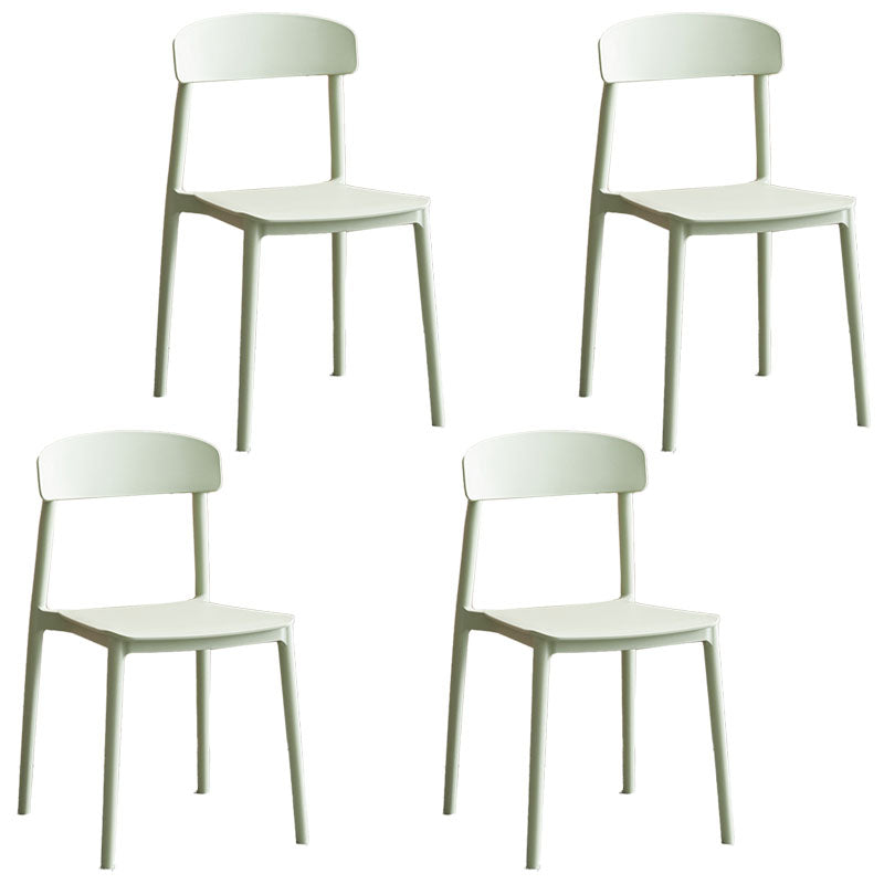 Modern Stackable Plastic Chair Open Back Dining Side Chair for Dining Room Light Green 4 Piece Set Clearhalo 'Dining Chairs' 'Dining Tables & Seating' 'dining_chair' 'furn' 'furn_dining_chair' 'Furniture' 'furniture_dining_chair' 'Kitchen & Dining Furniture' 4832260