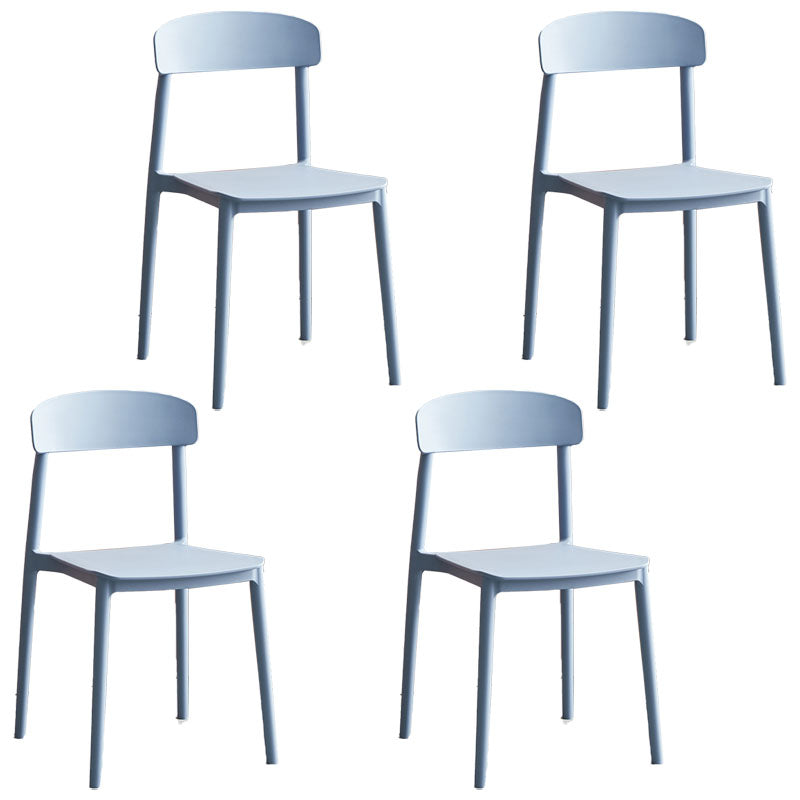 Modern Stackable Plastic Chair Open Back Dining Side Chair for Dining Room Blue 4 Piece Set Clearhalo 'Dining Chairs' 'Dining Tables & Seating' 'dining_chair' 'furn' 'furn_dining_chair' 'Furniture' 'furniture_dining_chair' 'Kitchen & Dining Furniture' 4832266