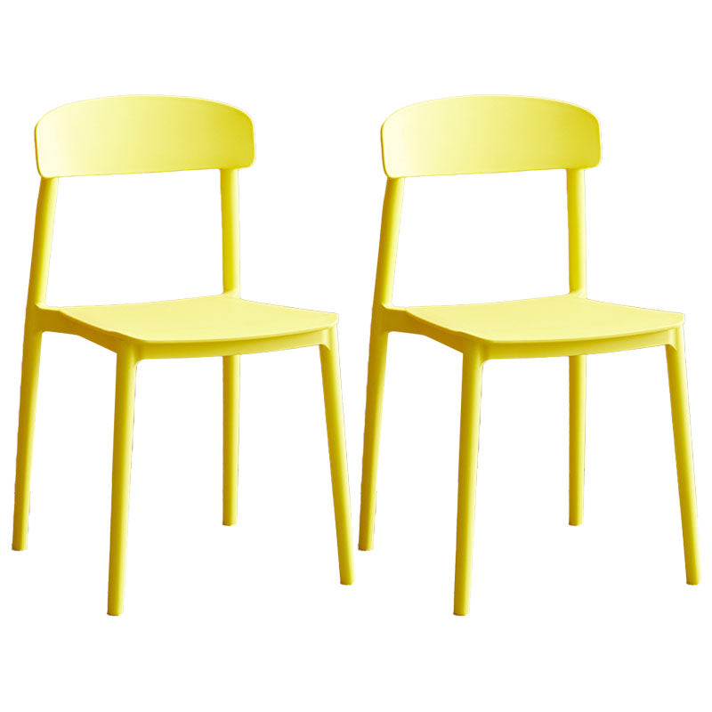 Modern Stackable Plastic Chair Open Back Dining Side Chair for Dining Room Yellow 2 Piece Set Clearhalo 'Dining Chairs' 'Dining Tables & Seating' 'dining_chair' 'furn' 'furn_dining_chair' 'Furniture' 'furniture_dining_chair' 'Kitchen & Dining Furniture' 4832270