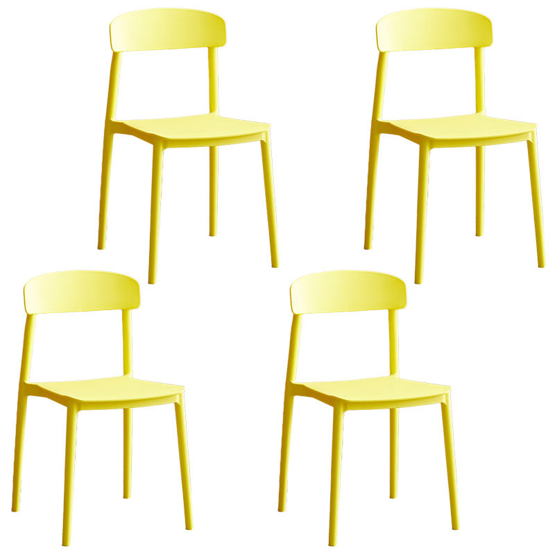 Modern Stackable Plastic Chair Open Back Dining Side Chair for Dining Room Yellow 4 Piece Set Clearhalo 'Dining Chairs' 'Dining Tables & Seating' 'dining_chair' 'furn' 'furn_dining_chair' 'Furniture' 'furniture_dining_chair' 'Kitchen & Dining Furniture' 4832271