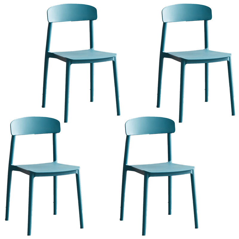 Modern Stackable Plastic Chair Open Back Dining Side Chair for Dining Room Peacock Blue 4 Piece Set Clearhalo 'Dining Chairs' 'Dining Tables & Seating' 'dining_chair' 'furn' 'furn_dining_chair' 'Furniture' 'furniture_dining_chair' 'Kitchen & Dining Furniture' 4832274
