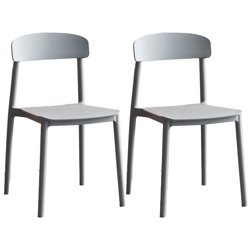 Modern Stackable Plastic Chair Open Back Dining Side Chair for Dining Room Grey 2 Piece Set Clearhalo 'Dining Chairs' 'Dining Tables & Seating' 'dining_chair' 'furn' 'furn_dining_chair' 'Furniture' 'furniture_dining_chair' 'Kitchen & Dining Furniture' 4832276