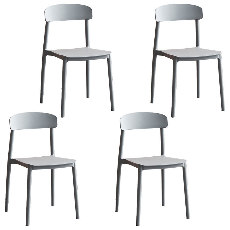 Modern Stackable Plastic Chair Open Back Dining Side Chair for Dining Room Grey 4 Piece Set Clearhalo 'Dining Chairs' 'Dining Tables & Seating' 'dining_chair' 'furn' 'furn_dining_chair' 'Furniture' 'furniture_dining_chair' 'Kitchen & Dining Furniture' 4832277