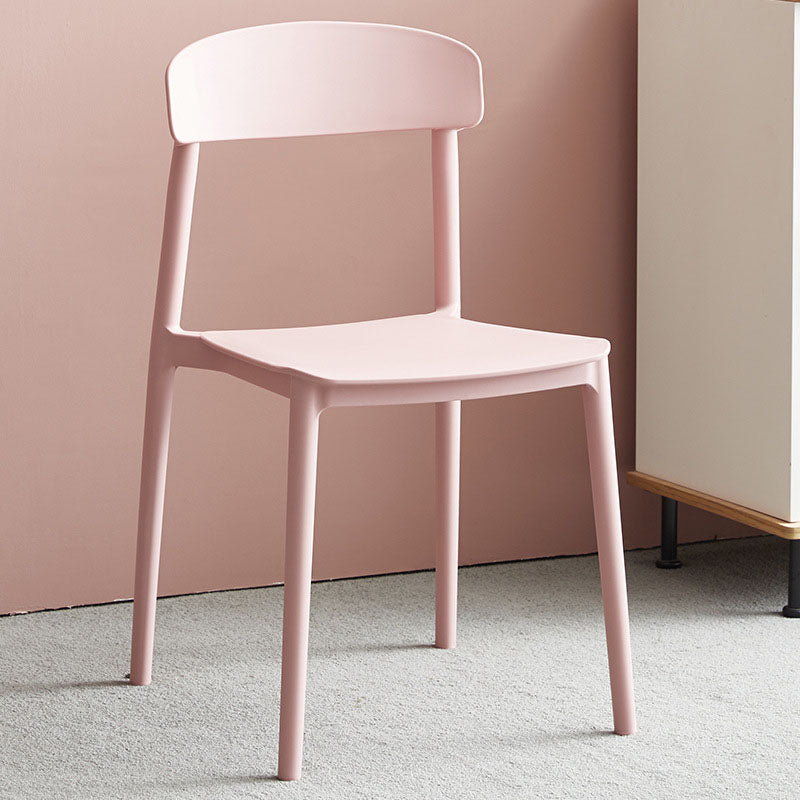 Modern Stackable Plastic Chair Open Back Dining Side Chair for Dining Room Pink 1 Piece Clearhalo 'Dining Chairs' 'Dining Tables & Seating' 'dining_chair' 'furn' 'furn_dining_chair' 'Furniture' 'furniture_dining_chair' 'Kitchen & Dining Furniture' 4832278