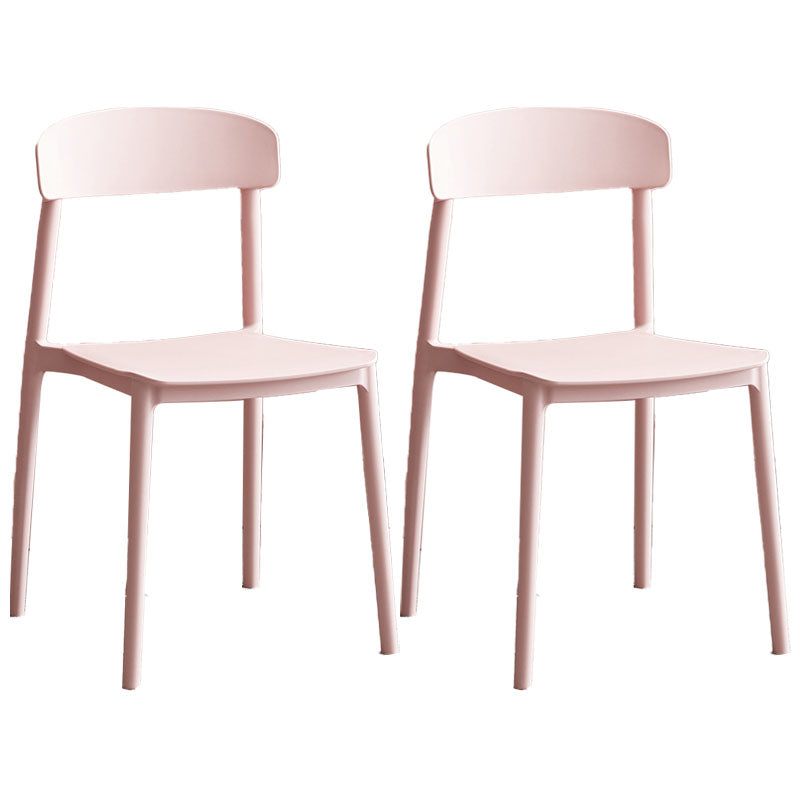 Modern Stackable Plastic Chair Open Back Dining Side Chair for Dining Room Pink 2 Piece Set Clearhalo 'Dining Chairs' 'Dining Tables & Seating' 'dining_chair' 'furn' 'furn_dining_chair' 'Furniture' 'furniture_dining_chair' 'Kitchen & Dining Furniture' 4832279