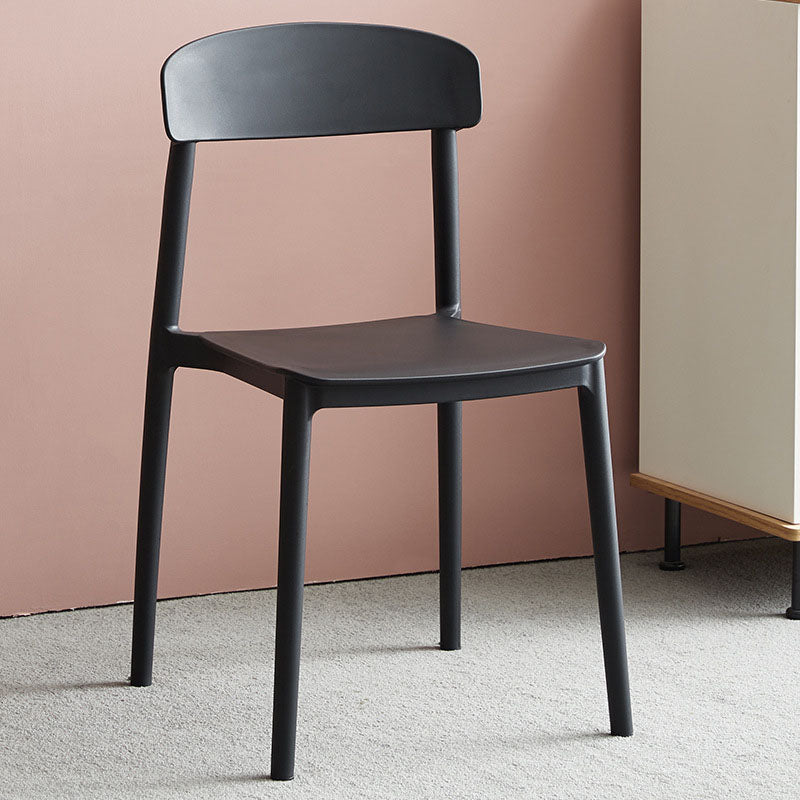 Modern Stackable Plastic Chair Open Back Dining Side Chair for Dining Room Black 1 Piece Clearhalo 'Dining Chairs' 'Dining Tables & Seating' 'dining_chair' 'furn' 'furn_dining_chair' 'Furniture' 'furniture_dining_chair' 'Kitchen & Dining Furniture' 4832281