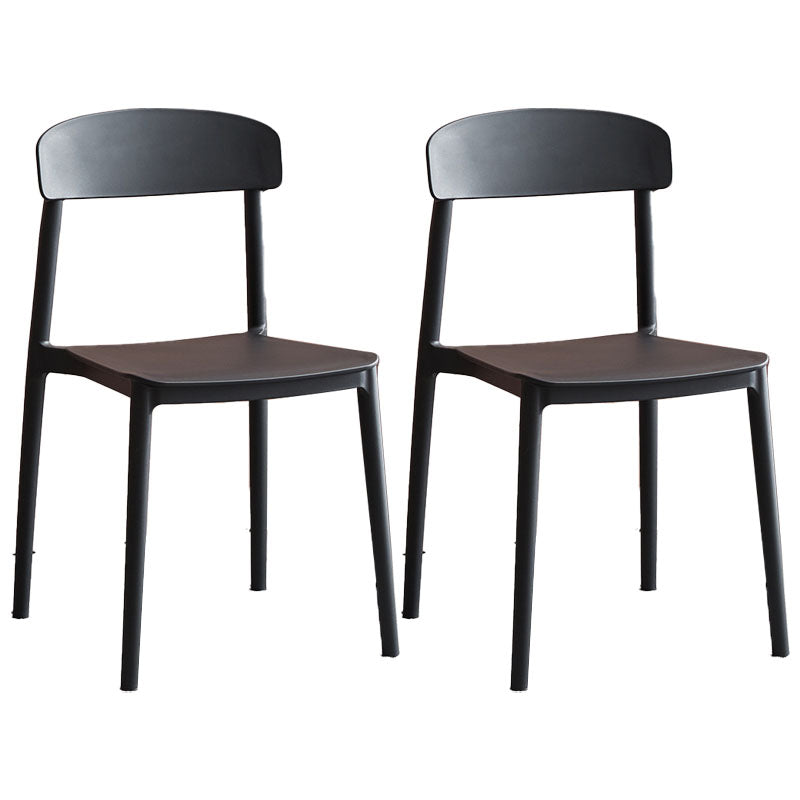 Modern Stackable Plastic Chair Open Back Dining Side Chair for Dining Room Black 2 Piece Set Clearhalo 'Dining Chairs' 'Dining Tables & Seating' 'dining_chair' 'furn' 'furn_dining_chair' 'Furniture' 'furniture_dining_chair' 'Kitchen & Dining Furniture' 4832282