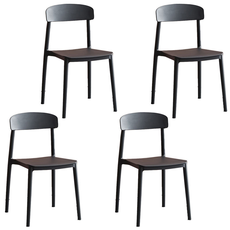 Modern Stackable Plastic Chair Open Back Dining Side Chair for Dining Room Black 4 Piece Set Clearhalo 'Dining Chairs' 'Dining Tables & Seating' 'dining_chair' 'furn' 'furn_dining_chair' 'Furniture' 'furniture_dining_chair' 'Kitchen & Dining Furniture' 4832283