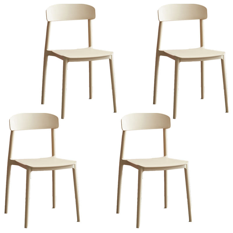 Modern Stackable Plastic Chair Open Back Dining Side Chair for Dining Room Camel 4 Piece Set Clearhalo 'Dining Chairs' 'Dining Tables & Seating' 'dining_chair' 'furn' 'furn_dining_chair' 'Furniture' 'furniture_dining_chair' 'Kitchen & Dining Furniture' 4832286