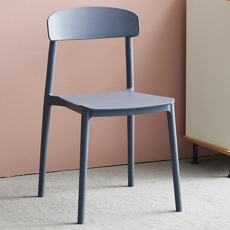 Modern Stackable Plastic Chair Open Back Dining Side Chair for Dining Room Gray Blue 1 Piece Clearhalo 'Dining Chairs' 'Dining Tables & Seating' 'dining_chair' 'furn' 'furn_dining_chair' 'Furniture' 'furniture_dining_chair' 'Kitchen & Dining Furniture' 4832287