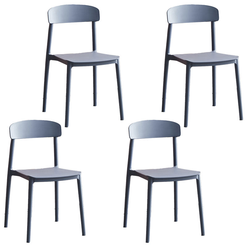 Modern Stackable Plastic Chair Open Back Dining Side Chair for Dining Room Gray Blue 4 Piece Set Clearhalo 'Dining Chairs' 'Dining Tables & Seating' 'dining_chair' 'furn' 'furn_dining_chair' 'Furniture' 'furniture_dining_chair' 'Kitchen & Dining Furniture' 4832289