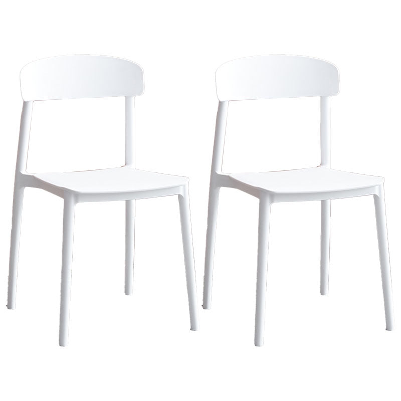 Modern Stackable Plastic Chair Open Back Dining Side Chair for Dining Room White 2 Piece Set Clearhalo 'Dining Chairs' 'Dining Tables & Seating' 'dining_chair' 'furn' 'furn_dining_chair' 'Furniture' 'furniture_dining_chair' 'Kitchen & Dining Furniture' 4832291