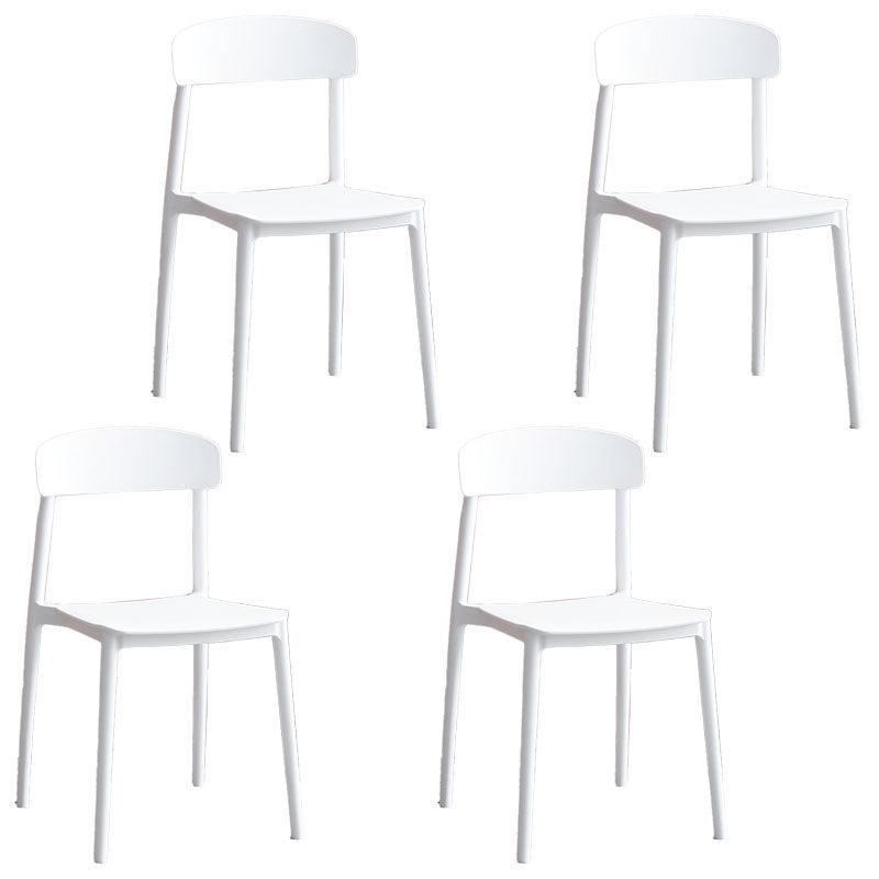 Modern Stackable Plastic Chair Open Back Dining Side Chair for Dining Room White 4 Piece Set Clearhalo 'Dining Chairs' 'Dining Tables & Seating' 'dining_chair' 'furn' 'furn_dining_chair' 'Furniture' 'furniture_dining_chair' 'Kitchen & Dining Furniture' 4832292