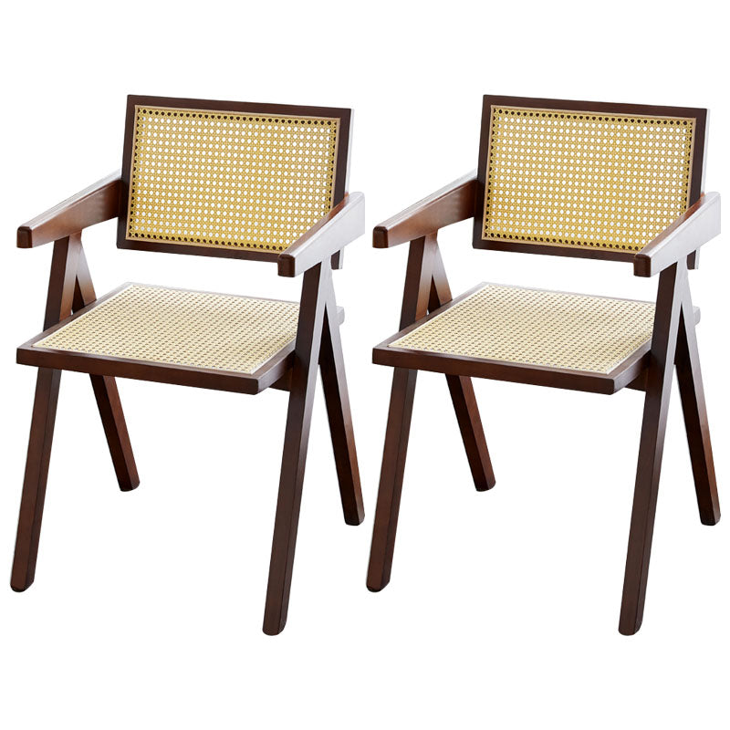 Modern Solid Wood Home Dining Arm Chair Open Back Dining Side Chair Walnut 2 Piece Set Clearhalo 'Dining Chairs' 'Dining Tables & Seating' 'dining_chair' 'furn' 'furn_dining_chair' 'Furniture' 'furniture_dining_chair' 'Kitchen & Dining Furniture' 4832296
