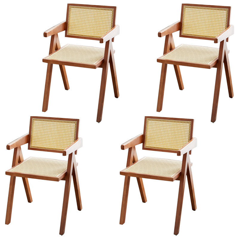 Modern Solid Wood Home Dining Arm Chair Open Back Dining Side Chair Cherry Wood 4 Piece Set Clearhalo 'Dining Chairs' 'Dining Tables & Seating' 'dining_chair' 'furn' 'furn_dining_chair' 'Furniture' 'furniture_dining_chair' 'Kitchen & Dining Furniture' 4832311