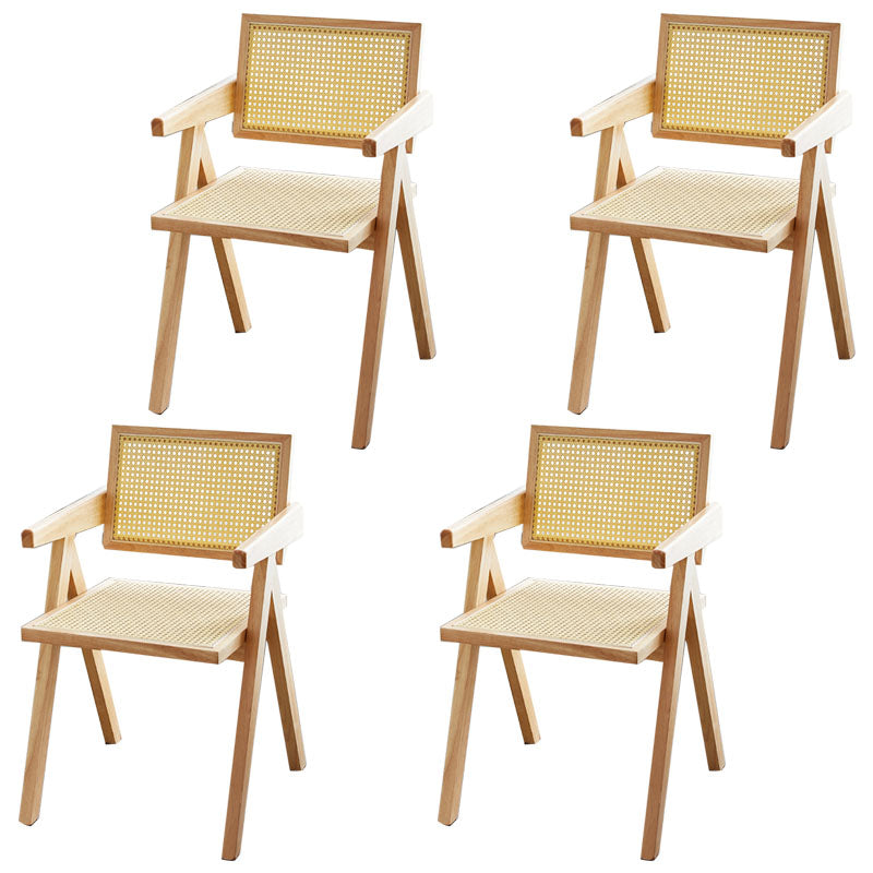 Modern Solid Wood Home Dining Arm Chair Open Back Dining Side Chair Light Wood 4 Piece Set Clearhalo 'Dining Chairs' 'Dining Tables & Seating' 'dining_chair' 'furn' 'furn_dining_chair' 'Furniture' 'furniture_dining_chair' 'Kitchen & Dining Furniture' 4832317