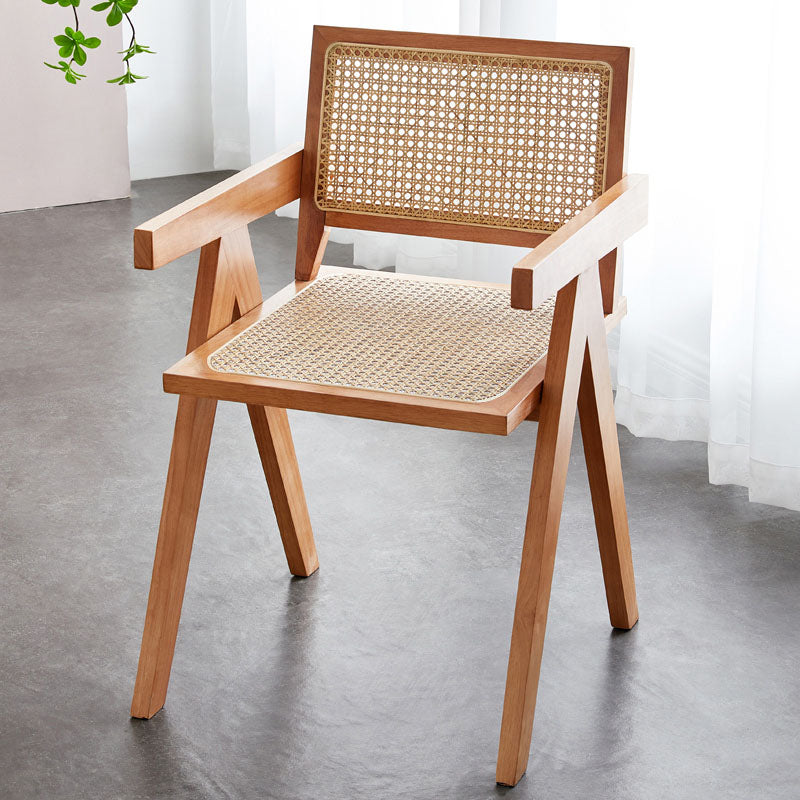 Modern Solid Wood Home Dining Arm Chair Open Back Dining Side Chair Brown 1 Piece Clearhalo 'Dining Chairs' 'Dining Tables & Seating' 'dining_chair' 'furn' 'furn_dining_chair' 'Furniture' 'furniture_dining_chair' 'Kitchen & Dining Furniture' 4832324