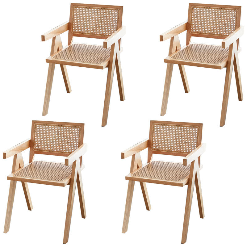 Modern Solid Wood Home Dining Arm Chair Open Back Dining Side Chair Natural 4 Piece Set Clearhalo 'Dining Chairs' 'Dining Tables & Seating' 'dining_chair' 'furn' 'furn_dining_chair' 'Furniture' 'furniture_dining_chair' 'Kitchen & Dining Furniture' 4832329