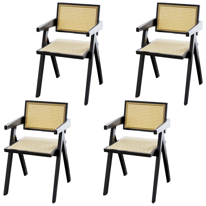 Modern Solid Wood Home Dining Arm Chair Open Back Dining Side Chair Black 4 Piece Set Clearhalo 'Dining Chairs' 'Dining Tables & Seating' 'dining_chair' 'furn' 'furn_dining_chair' 'Furniture' 'furniture_dining_chair' 'Kitchen & Dining Furniture' 4832335