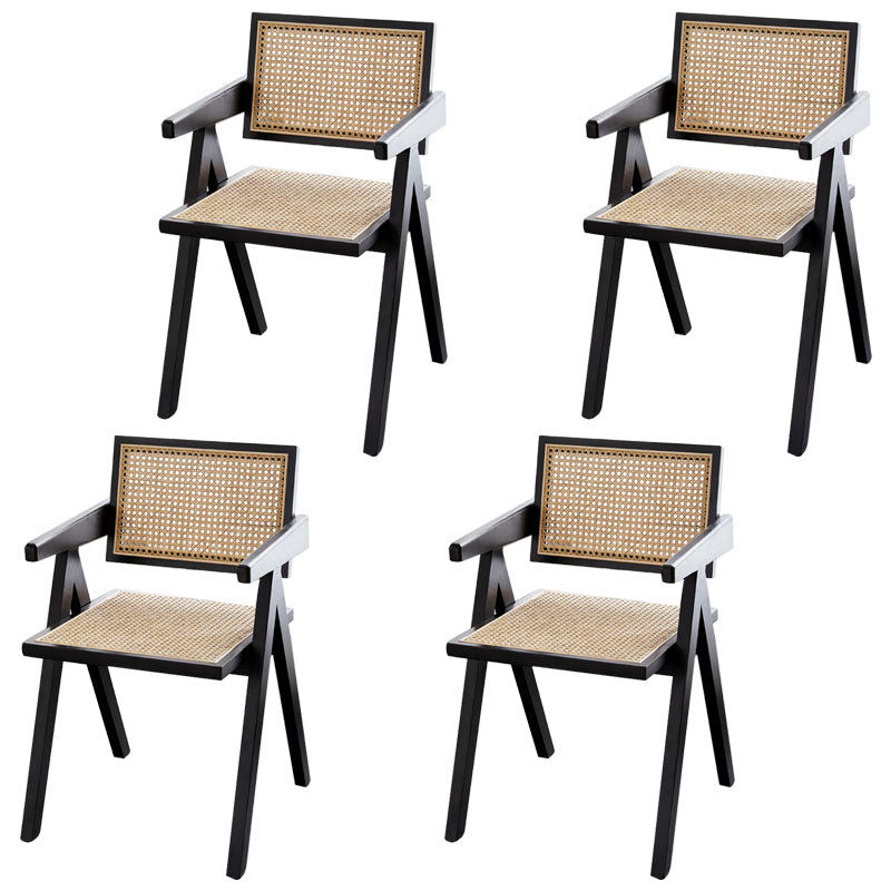 Modern Solid Wood Home Dining Arm Chair Open Back Dining Side Chair Matte Black 4 Piece Set Clearhalo 'Dining Chairs' 'Dining Tables & Seating' 'dining_chair' 'furn' 'furn_dining_chair' 'Furniture' 'furniture_dining_chair' 'Kitchen & Dining Furniture' 4832341