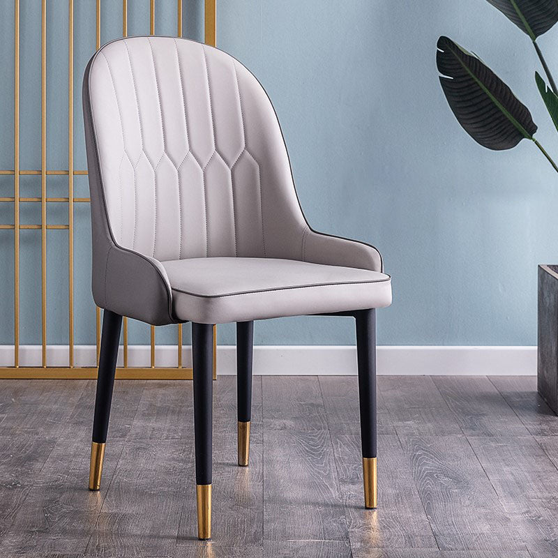 Modern Style Metal Armless Chair Faux Leather Side Chair for Dining Room Grey 1 Piece Clearhalo 'Dining Chairs' 'Dining Tables & Seating' 'dining_chair' 'furn' 'furn_dining_chair' 'Furniture' 'furniture_dining_chair' 'Kitchen & Dining Furniture' 4832347