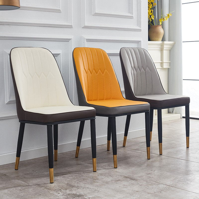Modern Style Metal Armless Chair Faux Leather Side Chair for Dining Room Clearhalo 'Dining Chairs' 'Dining Tables & Seating' 'dining_chair' 'furn' 'furn_dining_chair' 'Furniture' 'furniture_dining_chair' 'Kitchen & Dining Furniture' 4832348