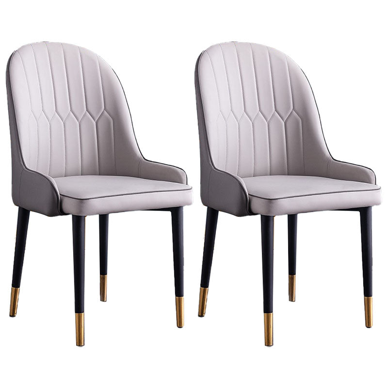 Modern Style Metal Armless Chair Faux Leather Side Chair for Dining Room Grey 2 Piece Set Clearhalo 'Dining Chairs' 'Dining Tables & Seating' 'dining_chair' 'furn' 'furn_dining_chair' 'Furniture' 'furniture_dining_chair' 'Kitchen & Dining Furniture' 4832349