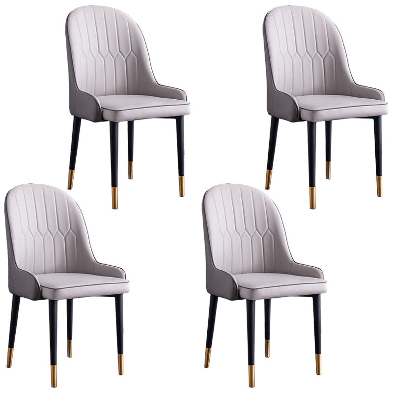 Modern Style Metal Armless Chair Faux Leather Side Chair for Dining Room Grey 4 Piece Set Clearhalo 'Dining Chairs' 'Dining Tables & Seating' 'dining_chair' 'furn' 'furn_dining_chair' 'Furniture' 'furniture_dining_chair' 'Kitchen & Dining Furniture' 4832350
